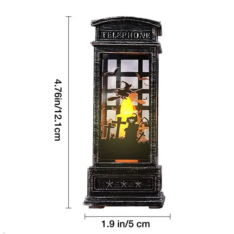 Red Vintage Luminous Christmas Phone Booth Lantern Christmas Tree Snowman Santa Claus Figurine In Telephone Booth