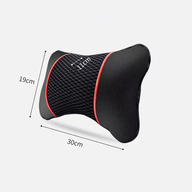 Universal Car Seat Headrest Leather Neck Memory Foam Pillow - Travel Comfort Cushion
