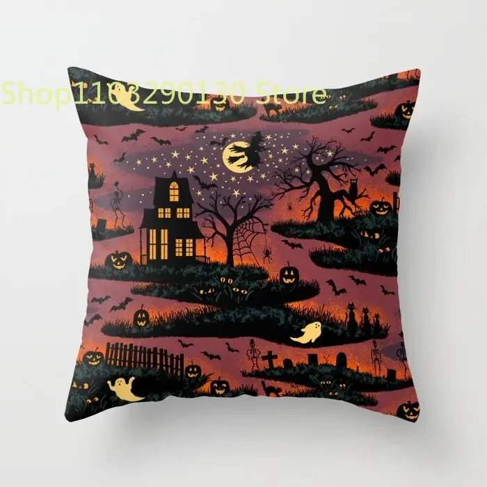

Halloween night printed pattern sofa cushion cover pillowcase home decoration party car bedding