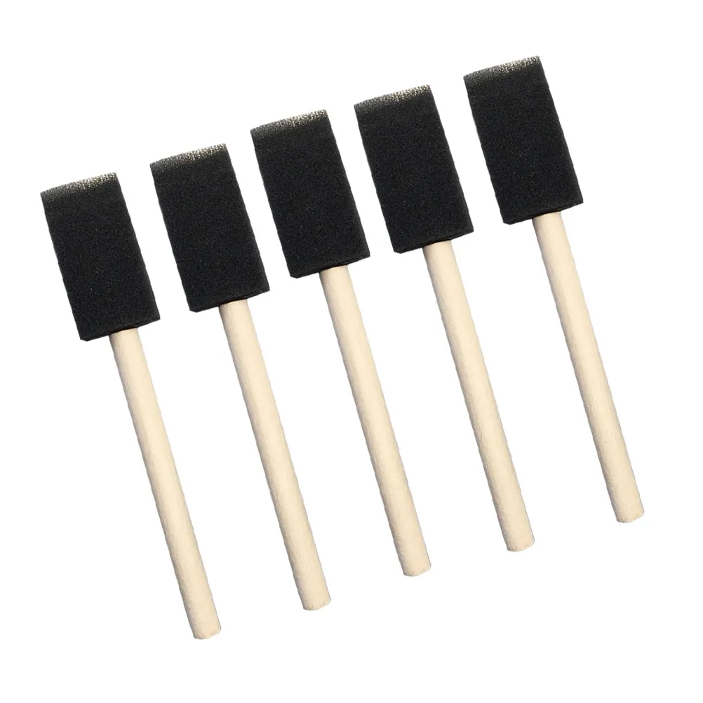 25Pcs 페인팅 스폰지 브러쉬 세트(비스듬한 폴리우레탄 팁 포함) 나무 손잡이 아크릴 페인트 얼룩 바니시용 어린이 미술 공예 도구