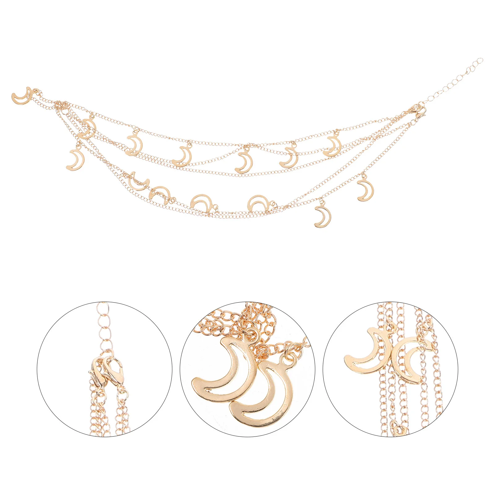 

Ladies Chain Headband Multi-layer Chain Moon Pendants Hair Wedding Bridal Headpiece Hair Clasp Hair Band Hair Accessories Dress