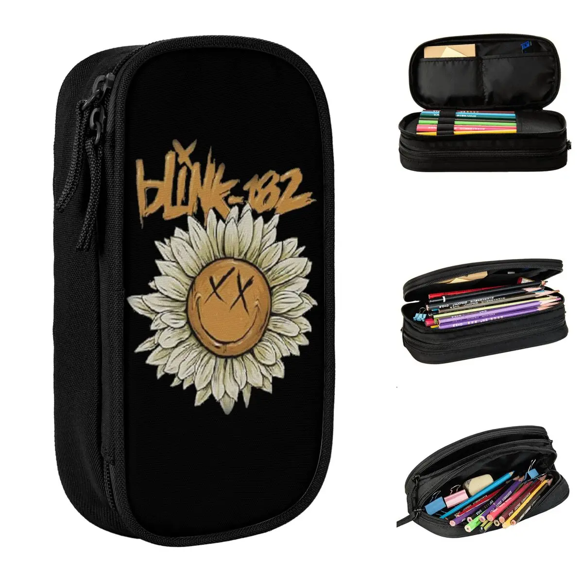 

New Band Blink Sunflower 182 Pencil Case Pencilcases Pen Box for Girls Boys Big Capacity Bags Office Gifts Stationery