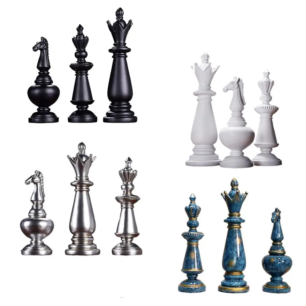 3Pcs Nordic Chess Statue Shelf Chessman Figurine Sculpture Decoration Gifts 3Pcs Nordic Chess Statue Shelf Chessman Figurine Sculpture Decoration Gifts