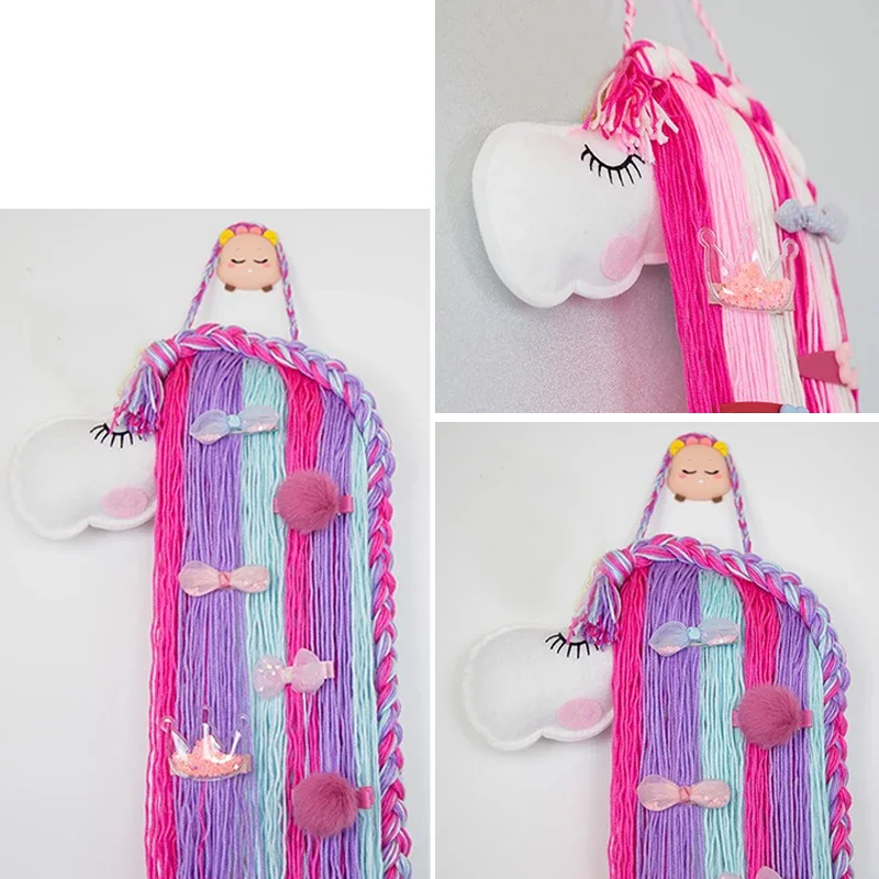 INS Weave Rainbow Baby Hair Clips Accessories Holder Princess Girls Hairpin Hairband Storage Pendant Jewelry Wall Ornaments 4
