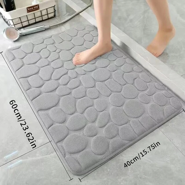 Couverture de bain en relief de galets, tapis de sol absorbant en mousse à mémoire de forme, tapis de sol de salle de bain, couverture de porte antidérapante, tapis de sol intérieur 2