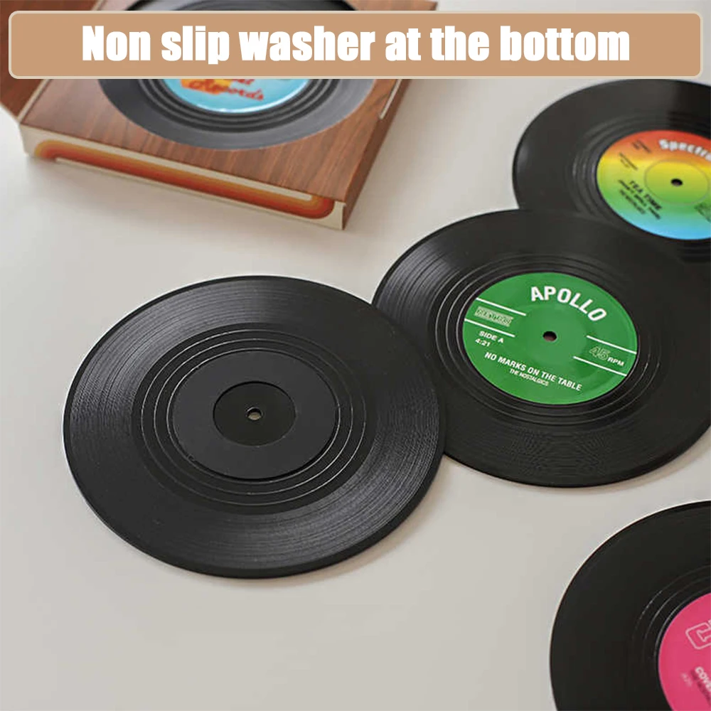 Retro vinile Record Coaster Cup Mat antiscivolo tovagliette da caffè resistenti al calore decorazioni per la cucina e accessori per la tavola sottobicchieri per tazze