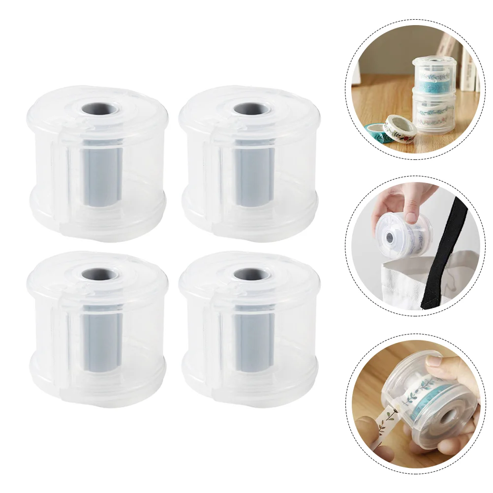 

4 Pcs Decor Tape Storage Box Accessory Convenient Accessories Washi Supply Dispenser Plastic