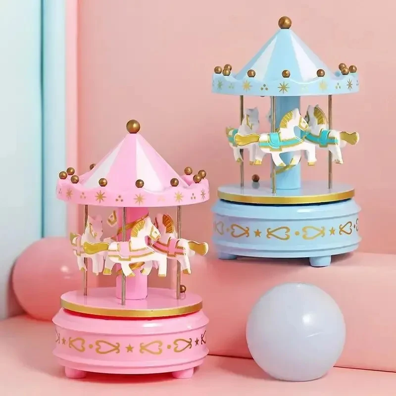 1PC Luxury Carousel Music Box Rotate Rotation Romantic Luxury Carousel Toys Handwork Music Box Gifts