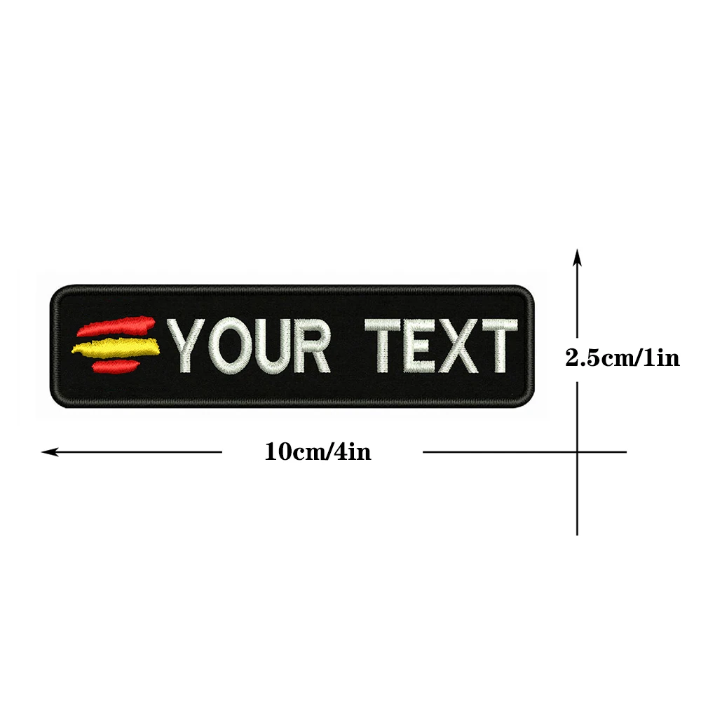 Clothing Patches Spanish Flag 10X2.5cm Embroidery Custom Name Text