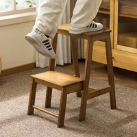 Household foldable ladder stool telescopic wooden mini 3-step ladder multi-functional steady стул стремянка kitchen furniture 2