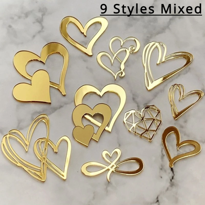 Ins Style Love Heart Acrylic Cake Topper Birthday Valentine's Day Cake Decoration Wedding Side Acrylic Insert cake topper cake decoration cake insert hats 9 designs