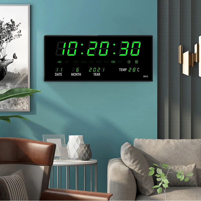 Digital Wall Clock Date Temperature Electronic Calendar Led Wall