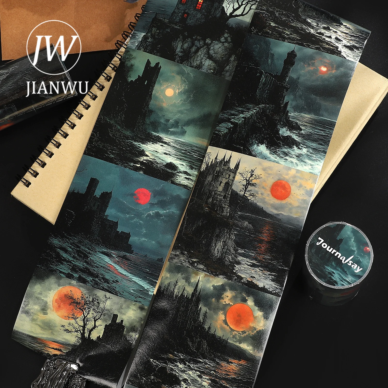JIANWU 80mm * 207cm 빈티지 고딕 해변 전망 풍경 소재 콜라주 스크랩북킹 와시 테이프 크리 에이 티브 DIY 저널 문구