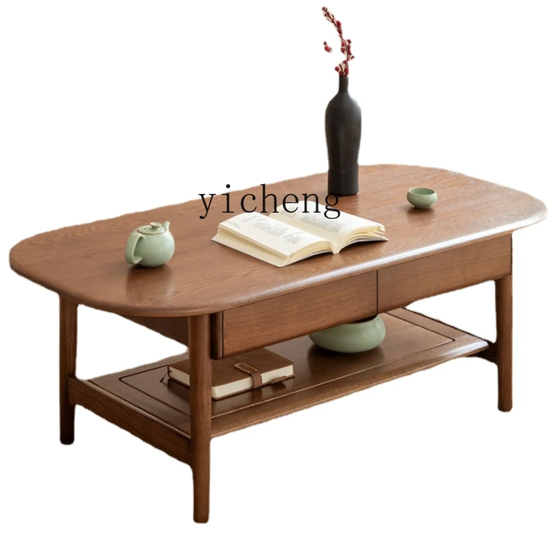 

XL Solid Wood Coffee Table Modern Nordic Log Household Tea Brewing Tea Table Living Room Tea Table