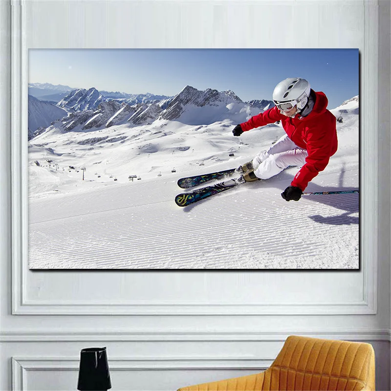 

Modern Skiing Sport Print Canvas Painting Poster Snowboarding Snow Mountain Wingsuit Flying Wall Decor Art For Room