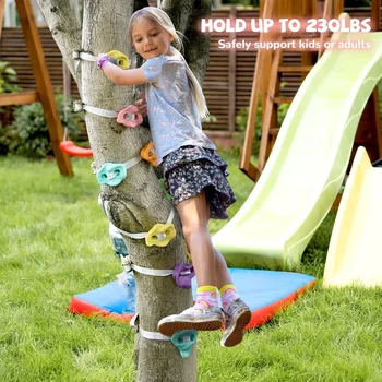 Fun Outdoor Play for Kids: Set of 10 Wooden Wall Climbing Stones for Tree and Rock Climbing Activities  Outdoor Games 1