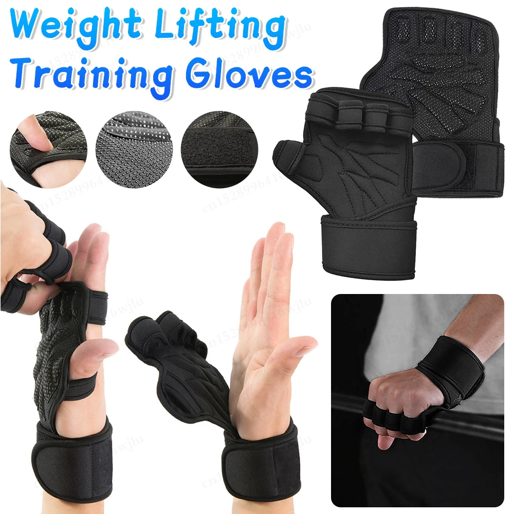 Weight Lifting Training Gloves with Wrist Support Palm Protector Gloves Adjustable Cycling Non Slip for Men Women M/L/XL