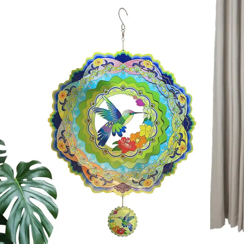 

Hummingbird Wind Spinners Stainless Steel Hummingbird Outdoor Spinner 3D Anti-rust Decorations For Garden Trees Window Balconies