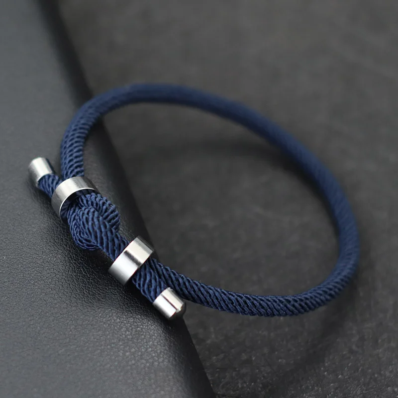 Stainless Steel Red Thread Adjustable Cord Bracelet for Men