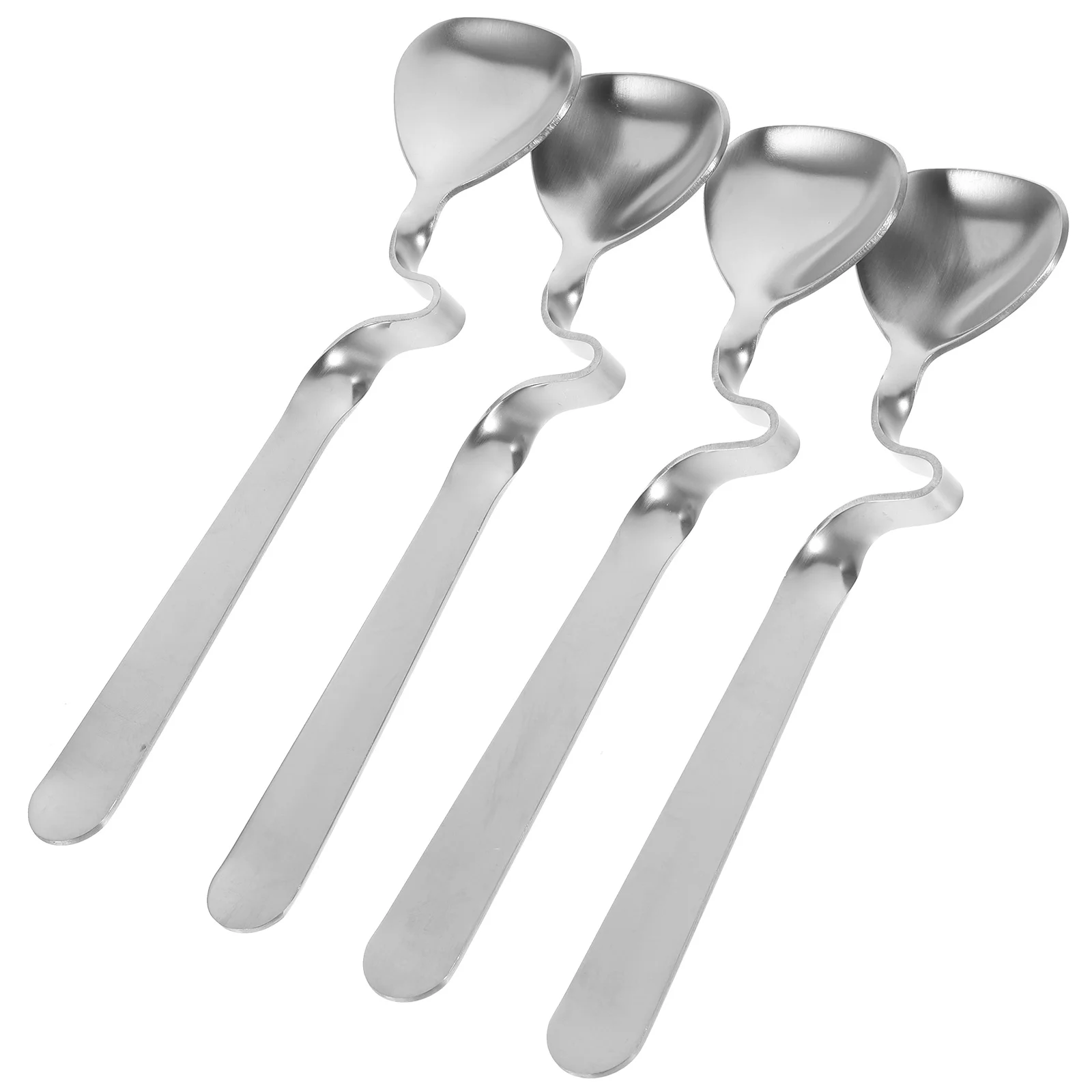 

4 Pcs Honey Mixing Spoon Iced Tea Spoons Curving Handle Curved Premium Stainless Steel Tableware Coffee