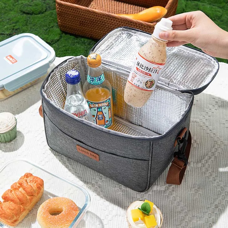Casual Lunch with Rice Thickened Aluminum Foil Long-Lasting Fresh-Keeping Ice Bag Worn Cross-Body Portable Outdoor Insulated Bag