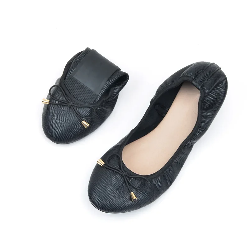Women Egg Roll Shoes Soft Bottom Ballet Flat Pregnant Woman Casual PU Leather Bowknot Designer Shoes Curved Boat Flats Loafers
