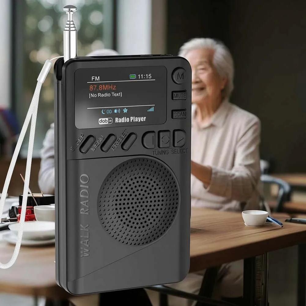 P9 미니 DAB FM 디지털 라디오 휴대용 포켓 라디오 DAB (170-240MHz) FM(87.5-108MHz) DAB LCD 디스플레이 라디오 내장 스피커