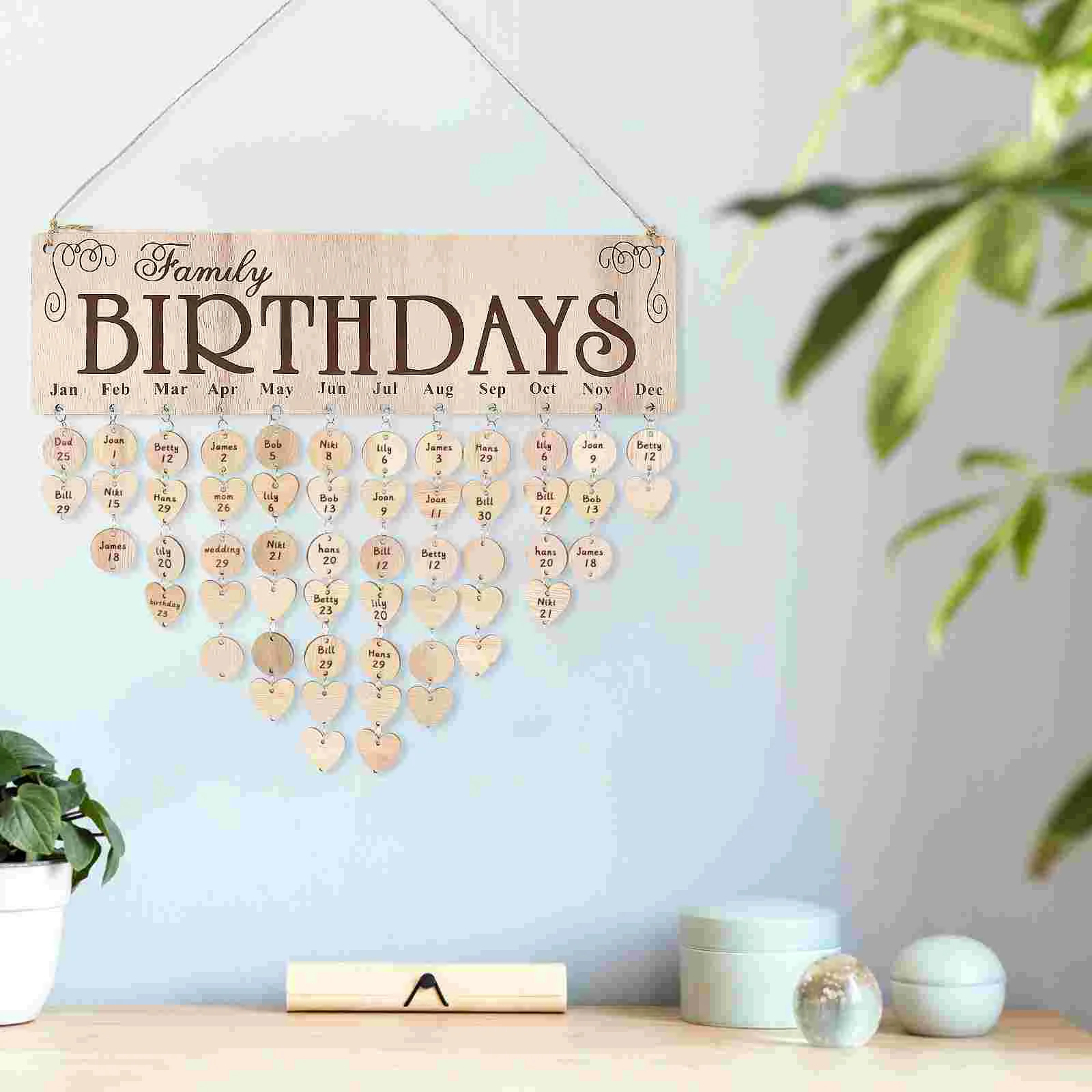 Calendar Birthday Wooden Family Board Hanging Wall Reminder Decor Tagsdiy Block home Advent Bulletin Plaque Board For Christmas