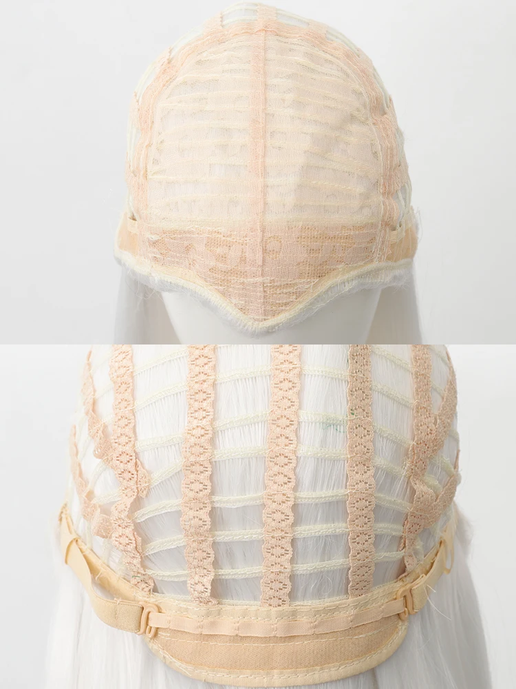 Parrucca sintetica da uomo bianca lunga 34 pollici, capelli lisci, per cosplay, Halloween, giochi di ruolo, accessori per capelli in fibra resistente al calore - immagine 6
