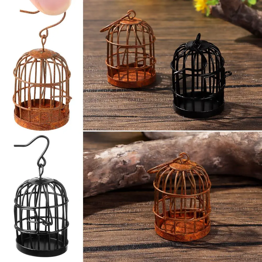 1 Pcs Bird Cage DIY Iron Metal Bird Cage Micro Landscape Hollow 1:6 1:12 Scale Doll House Desktop Mini Decor Home Decoration