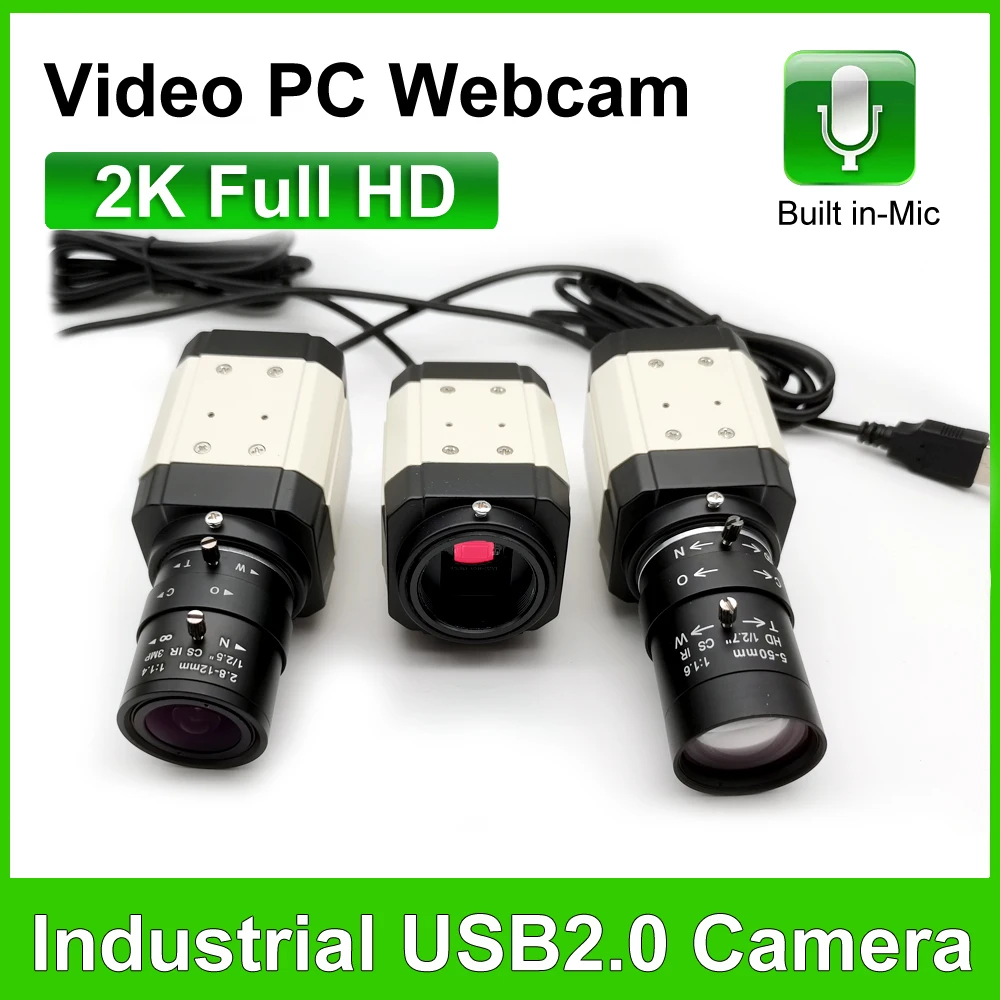 Industrial 30fps 2K USB Webcam Built In Microphone With CS 5-50mm/2.8-12mm Manual zoom Lens 4K Usb Camera OTG UVC Plug And Play