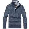 Men's Fleece Thicker Sweater Half Zipper Turtleneck Warm Pullover High Quality Male Slim Knitted Wool Sweaters For Spring 4