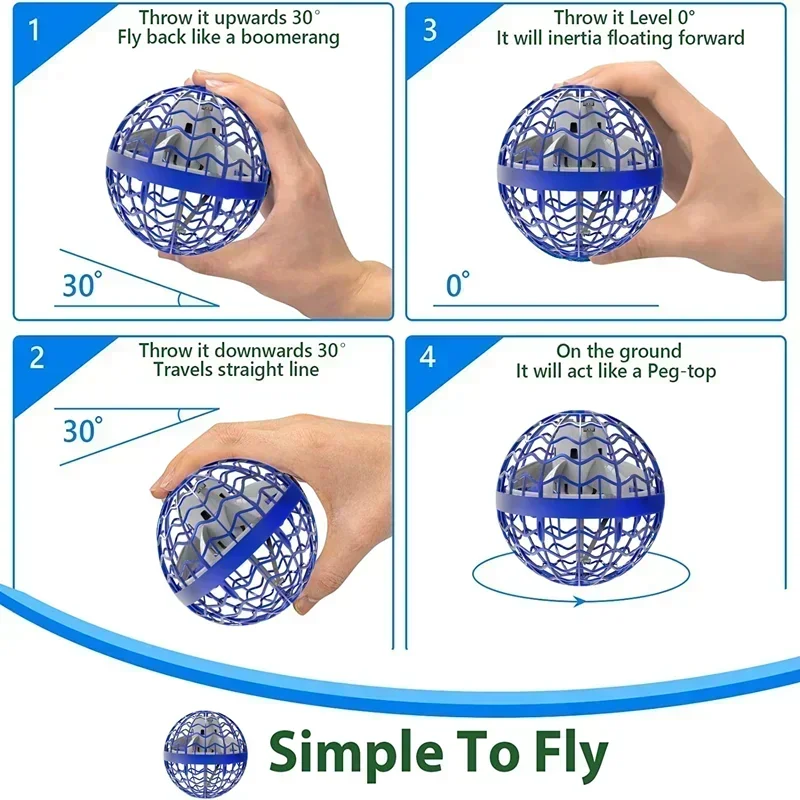 Flying Ball Magic Ball Indoor/Outdoor Flying Rotating Drone Induction Gyroscope Christmas Children's Gift Stress Relieving Toy 2