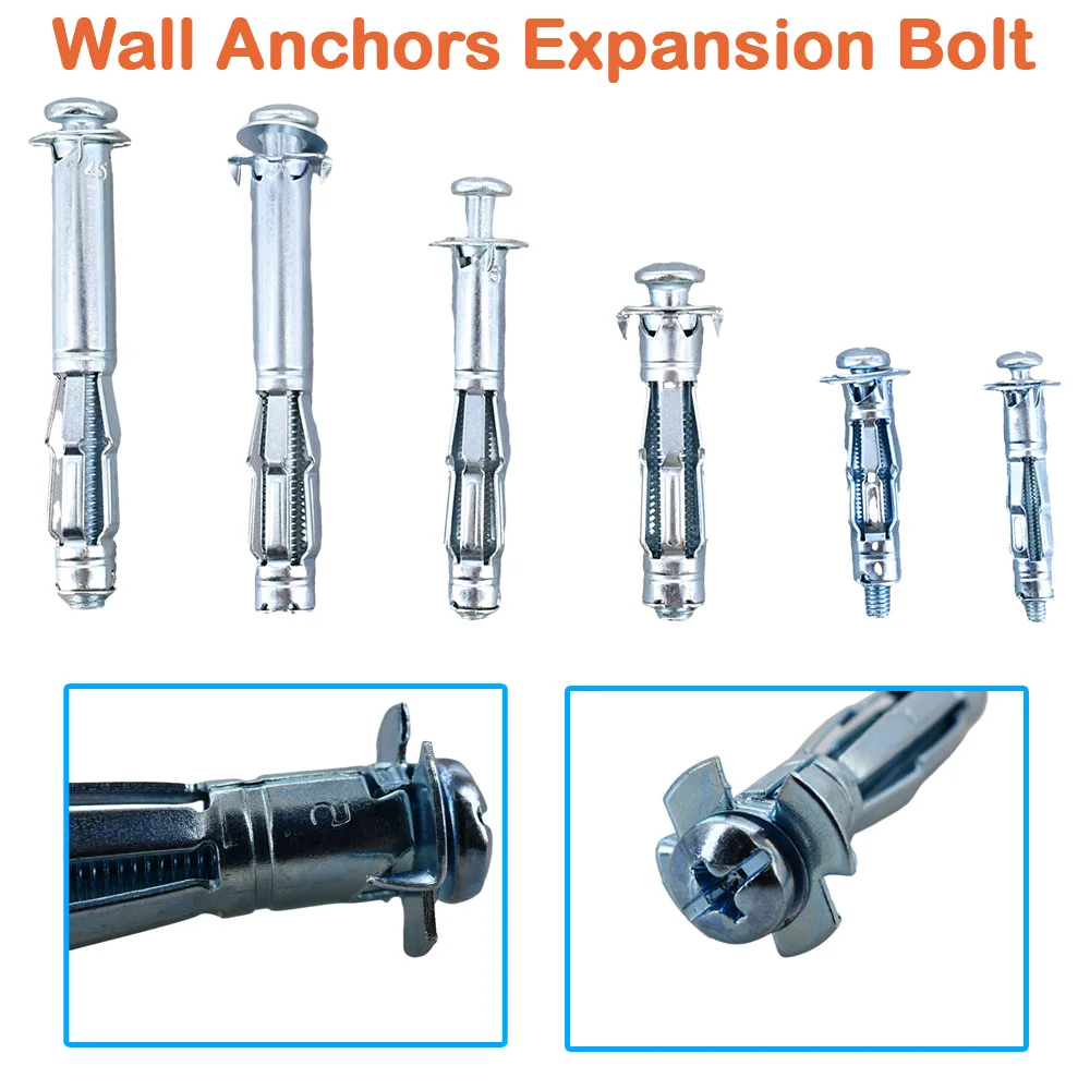 M4 M5 M6 M8 Wall Screw Fix Gypsum Board Expansion Screw Aircraft Tube Pipe Hollow Wall Anchors Gypsum Board Expansion hexagon bolt screw