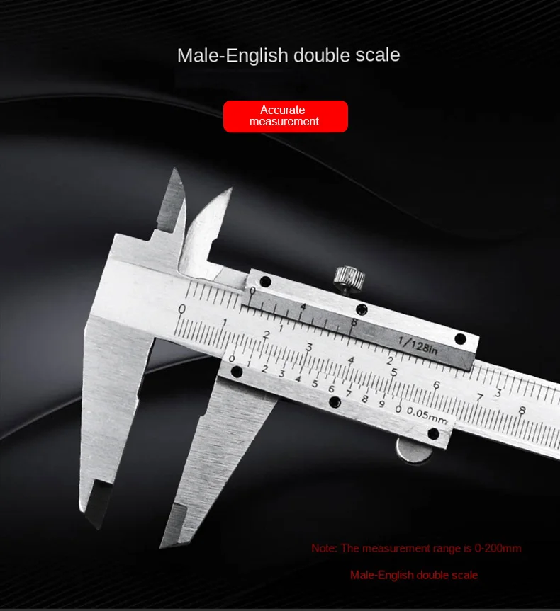 Description Picture 5 of item0-200MM Vernier Calipers Steel Gauge Micrometer Measuring Instruments Carpenter Tools Professional Pachymeter Depth Ruler