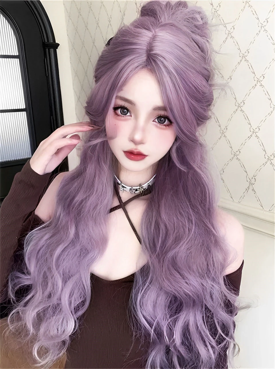 Purple Synthetic Curly Wig for Women 30 Inch