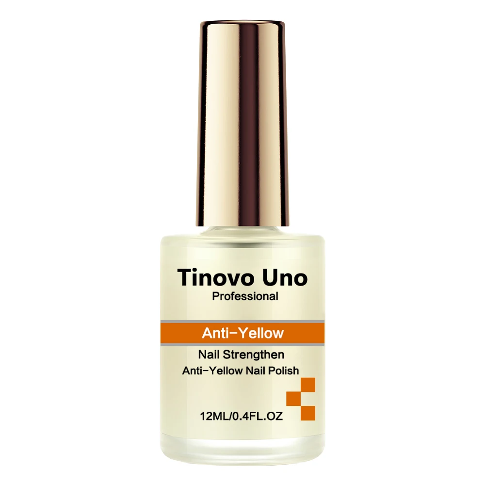 Tinovo Uno Anti Yellow Nail Strengthener Nail Polish 12ML Base Coat Repair Nails Care Treatment Natural Dry Lacquer Top Finish 6