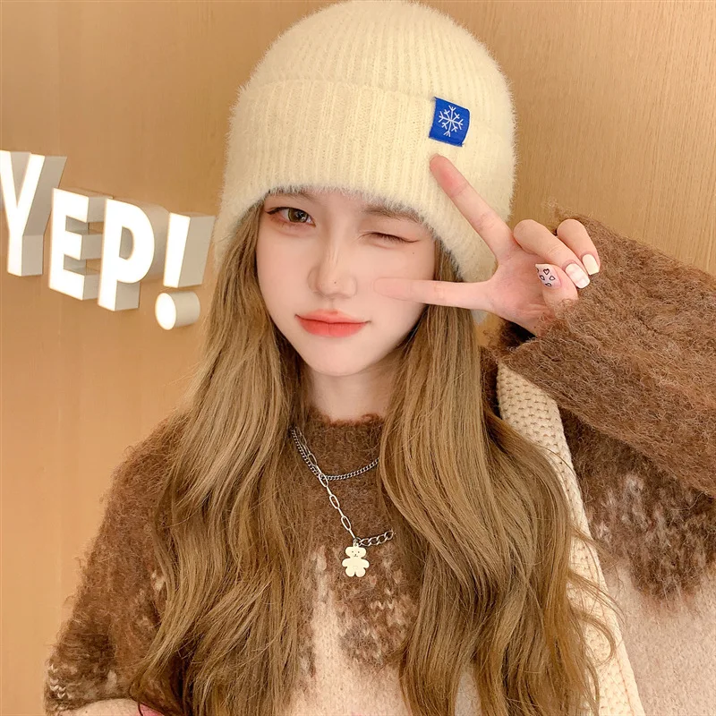 

2023 Winter New Knitted Hat Women's Ear Protection Hat Elastic Headband Woolen Hat Warm and Cold Riding Windproof Pullover Hat
