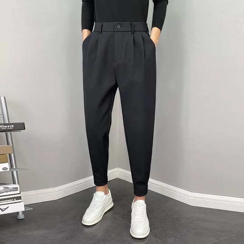 Men's Spring Summer Thin Button Simplicity Pants Handsome Pockets Solid Color Zipper Fashion Casual Clothing