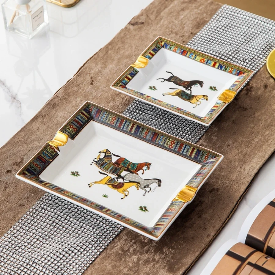 Ceramic Ashtray Handmade Horse Pattern For Cigarettes