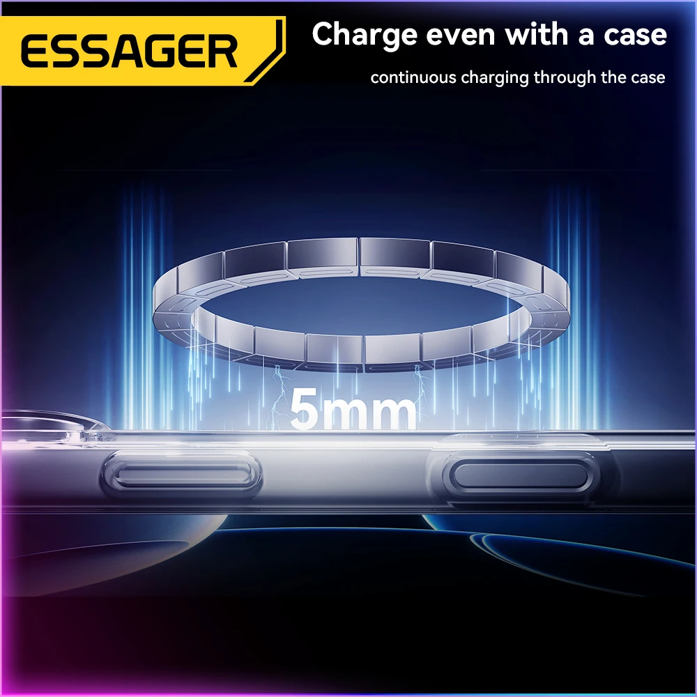 ESSAGER 15W Magnetic Wireless Charger RGB Fast Charging Phone Charger for iPhone 16 15 14 13 Pro for Macsafe Phone Charging Dock