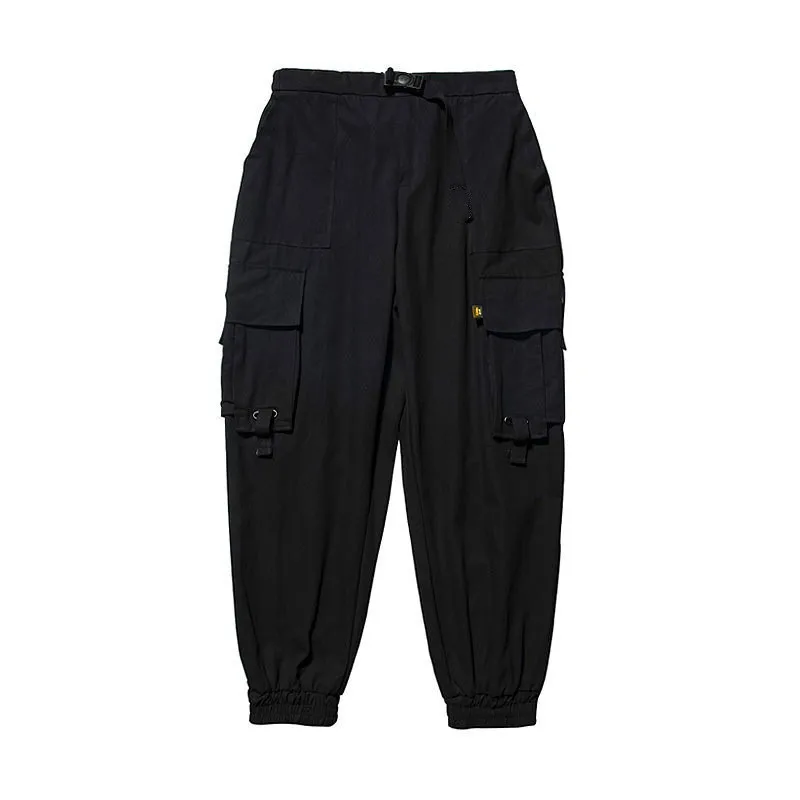 Men Casual Pants Hip-Hop Style Sports Pants Harem Overalls Multi-pocket Ribbon Casual Streetwear men casual pants