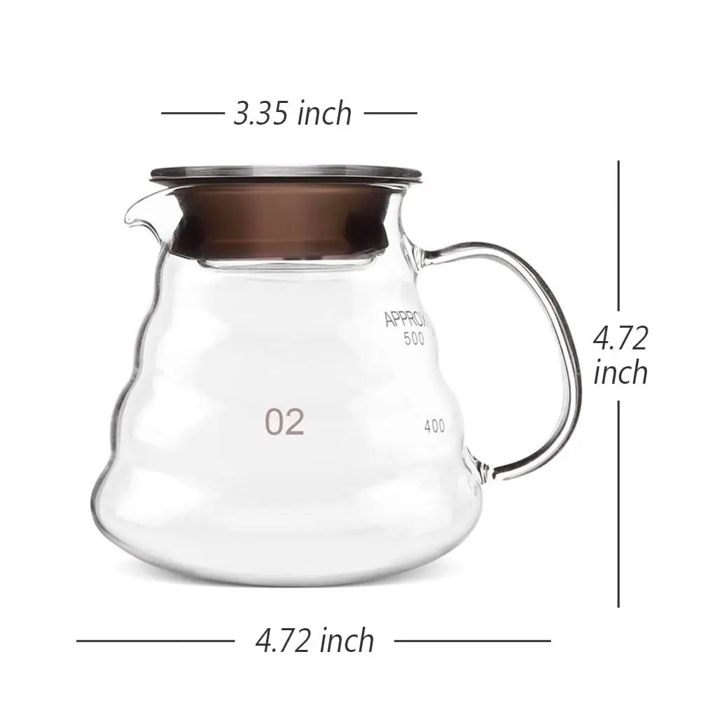 Coffee Kettle Leeseph 350/600ml Clear Glass Sharing Pot Lids Pour Over Espresso Maker Accessories