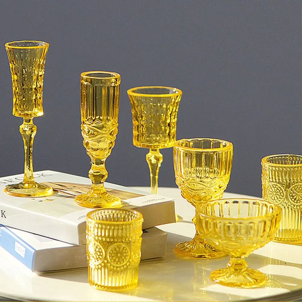 7PCS 1/6 Scale Miniature Wine Glass Multicolor Dollhouse Water Cup Creative Doll Kitchenware for Dollhouse