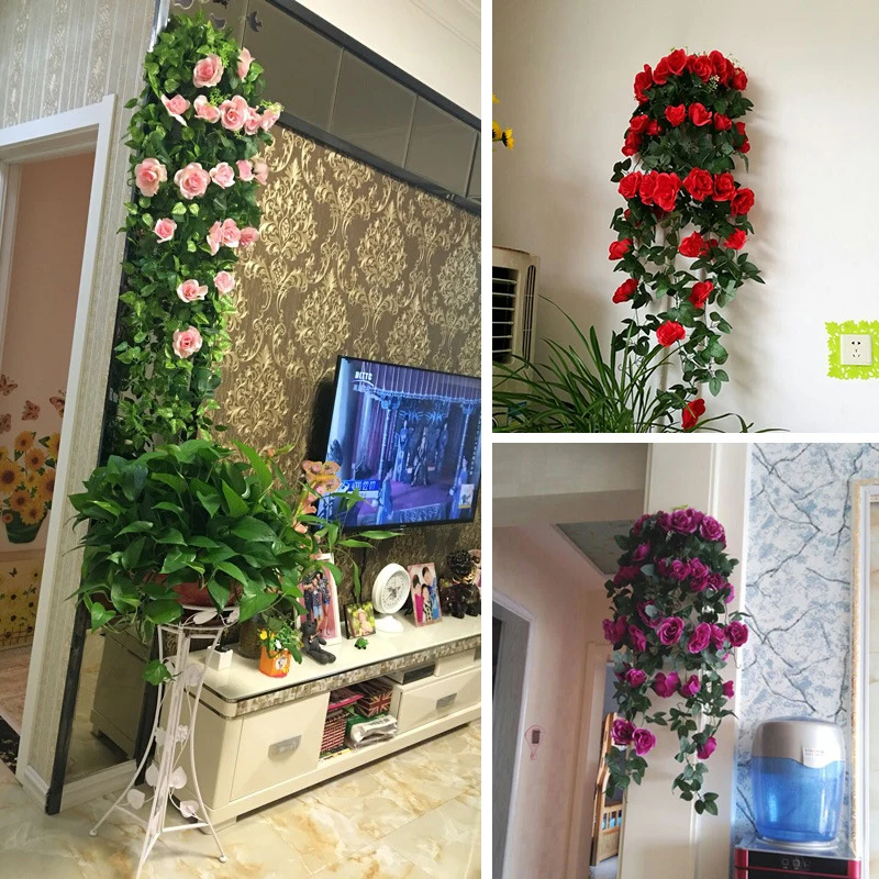 Vibrant Violet Vine Artificial Hanging Flower Arrangement for Home and Garden Decor