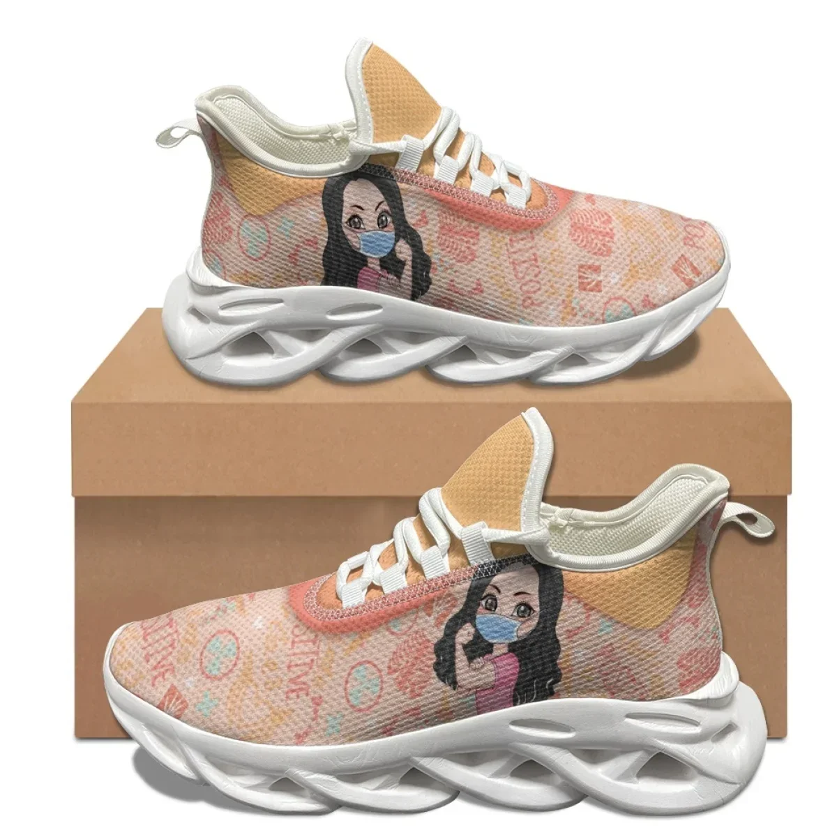 Nursing Shoes For Women Comfortable Lightweight Anti-slip Lace-up Casual Walking Shoes Female Summer Mesh Flats Sneakers