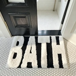 Chic Non - Slip Textured Bath Mat - Ultra Absorbent Black and White Bathroom Rug - 400MMx600MM (WHITE)