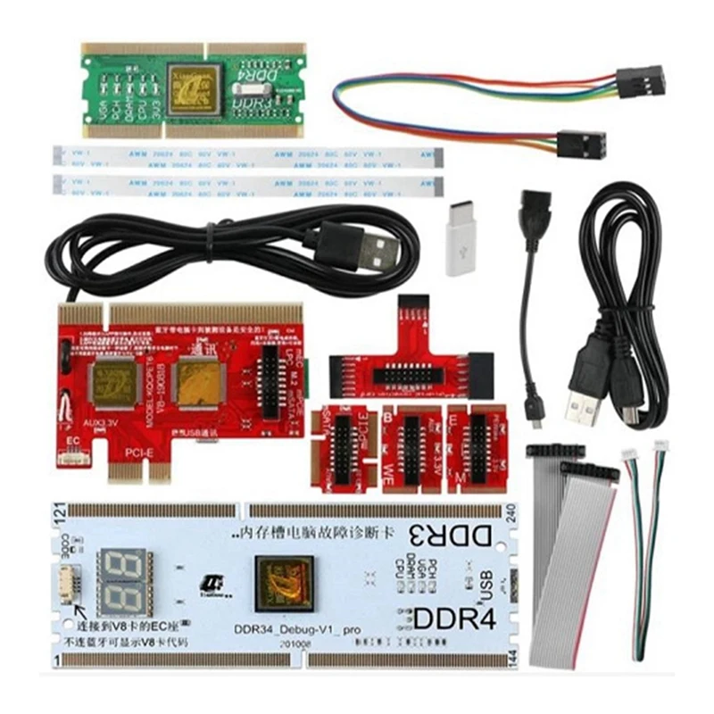 

1Set V8 Computers Mobile Phone Bluetooth Smart Diagnostic Card PCI/PCIE/LPC/Minipci-E/EC USB Tester DDR34 Tester Card PC+Metal