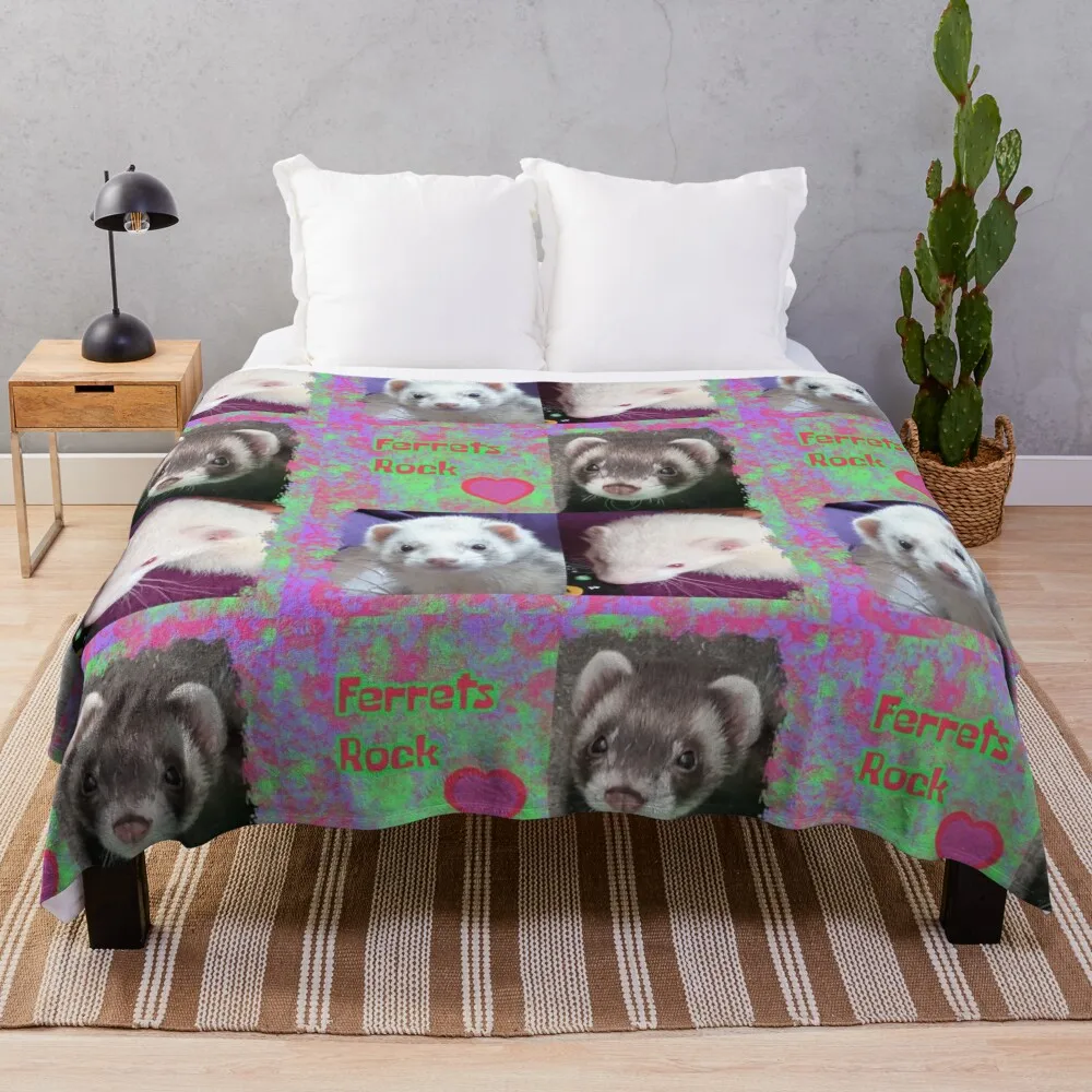 

Ferrets Rock photo message Throw Blanket Throw Rug Decorative Blanket