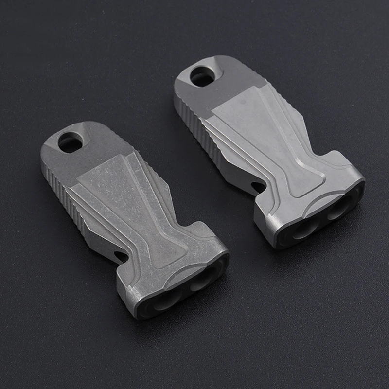 Titanium Alloy Double Tube Whistle Portable Camping Equipment Multifunctional Tools EDC High Decibel Whistle Outdoor Survival